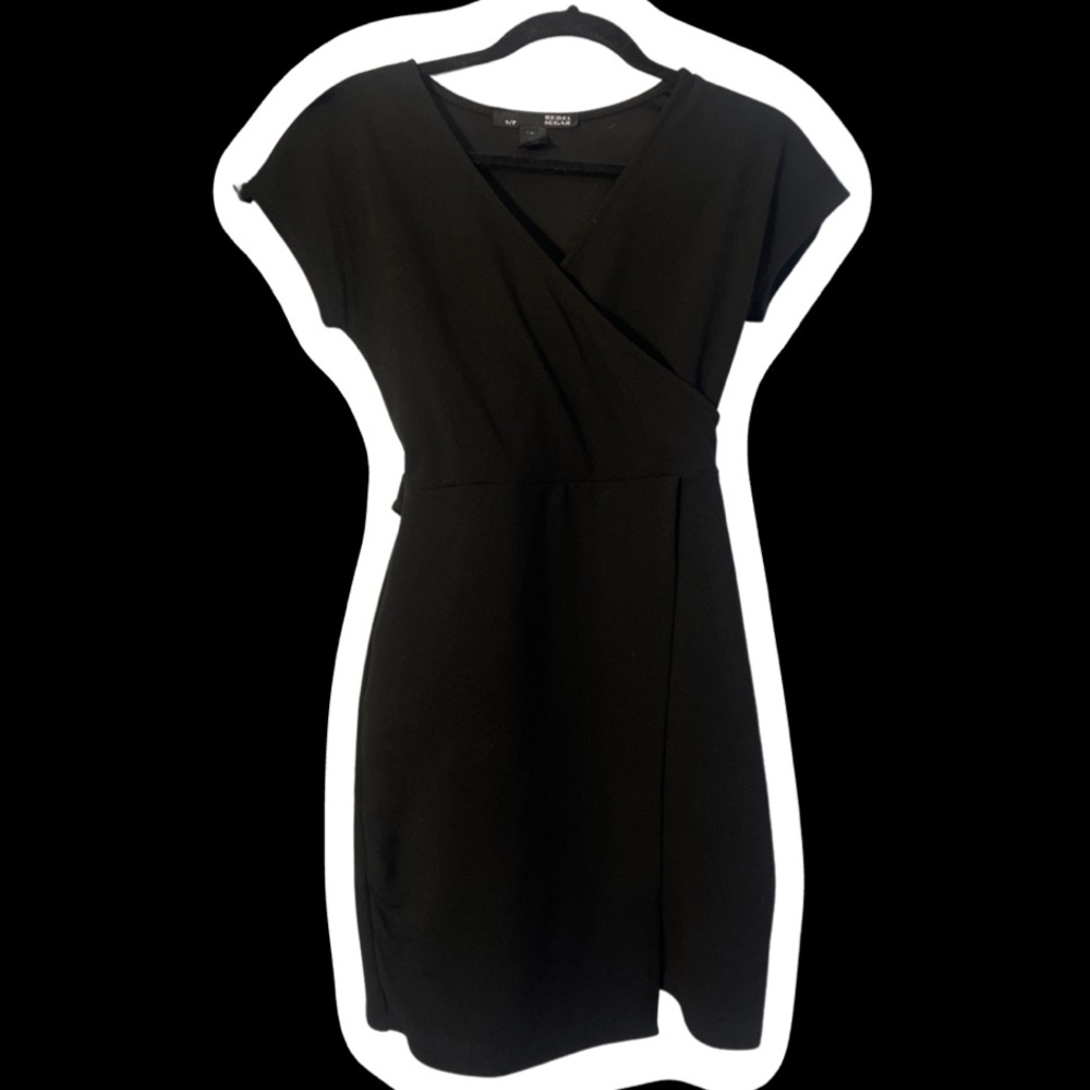 REBEL SUGAR BLACK WRAP WORK DRESS IN SIZE S